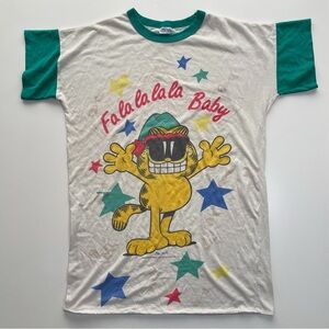 Garfield Christmas T-Shirt Sleep‎ Vintage 1978 Flirts Fa La La Baby Cool VTG
